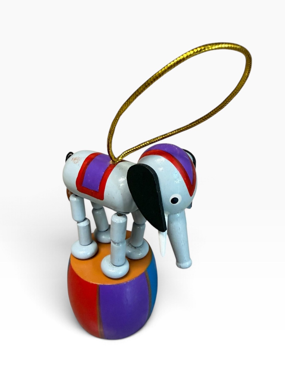Wooden Elephant Toy Ornament in Multicolor